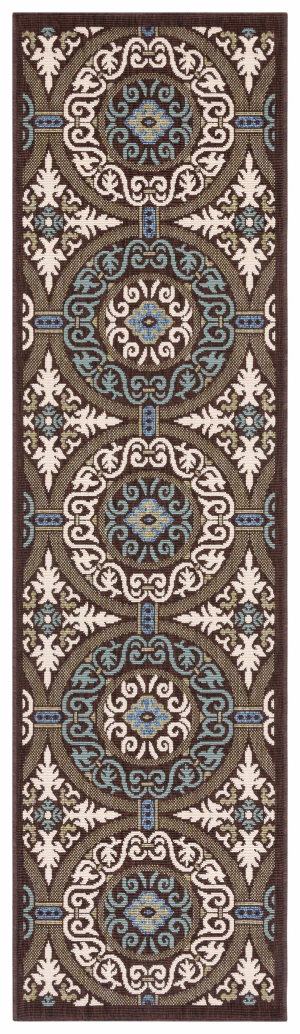 Safavieh Veranda Stylish Chocolate Cream Area Rug - Soft, Durable, Perfect For Home Décor & Comfort Chocolate ,Aqua 87% Polypropylen,9.3% Polyester,3.7% Latex Ver055-0723-214