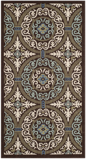 Safavieh Veranda Stylish Chocolate Cream Area Rug - Soft, Durable, Perfect For Home Décor & Comfort Chocolate ,Aqua 87% Polypropylen,9.3% Polyester,3.7% Latex Ver055-0723-214