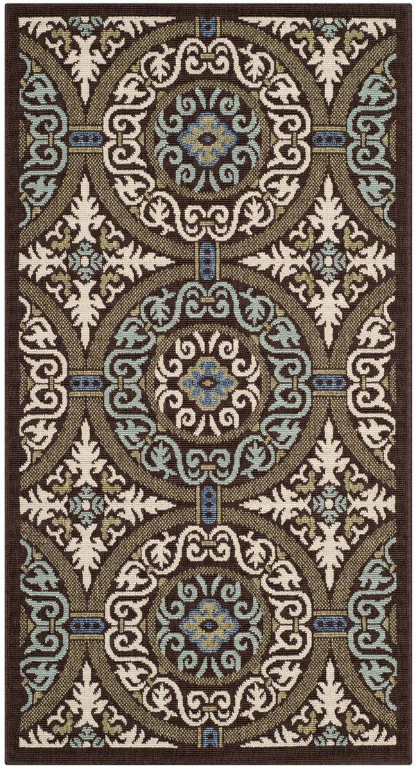 Safavieh Veranda Stylish Chocolate Cream Area Rug - Soft, Durable, Perfect For Home Décor & Comfort Chocolate ,Aqua 87% Polypropylen,9.3% Polyester,3.7% Latex Ver055-0723-214