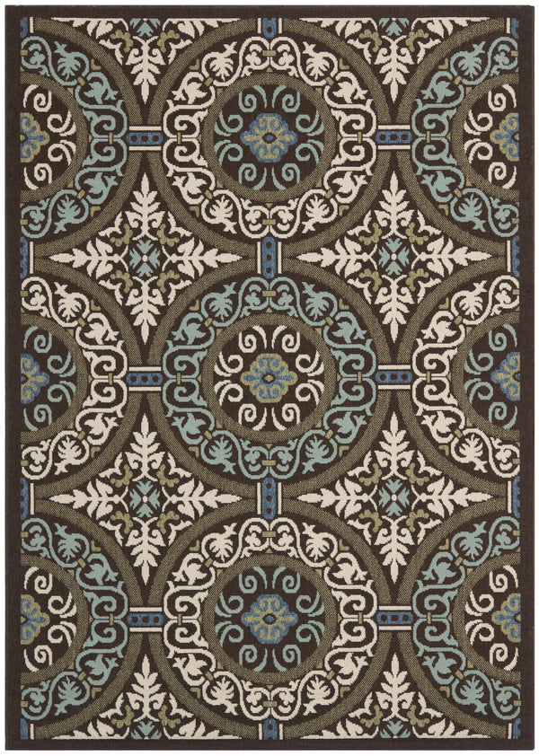 Safavieh Veranda Stylish Chocolate Cream Area Rug - Soft, Durable, Perfect For Home Décor & Comfort Chocolate ,Aqua 87% Polypropylen,9.3% Polyester,3.7% Latex Ver055-0723-214