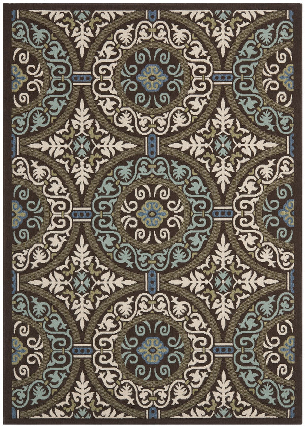Safavieh Veranda Stylish Chocolate Cream Area Rug - Soft, Durable, Perfect For Home Décor & Comfort Chocolate ,Aqua 87% Polypropylen,9.3% Polyester,3.7% Latex Ver055-0723-214
