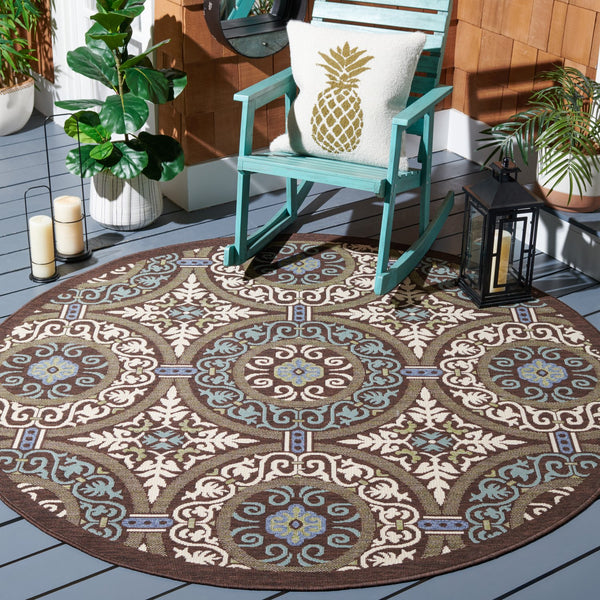 Safavieh Veranda Stylish Chocolate Cream Area Rug - Soft, Durable, Perfect For Home Décor & Comfort Chocolate ,Aqua 87% Polypropylen,9.3% Polyester,3.7% Latex Ver055-0723-214