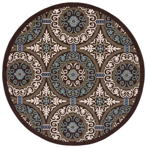 Safavieh Veranda Stylish Chocolate Cream Area Rug - Soft, Durable, Perfect For Home Décor & Comfort Chocolate ,Aqua 87% Polypropylen,9.3% Polyester,3.7% Latex Ver055-0723-214