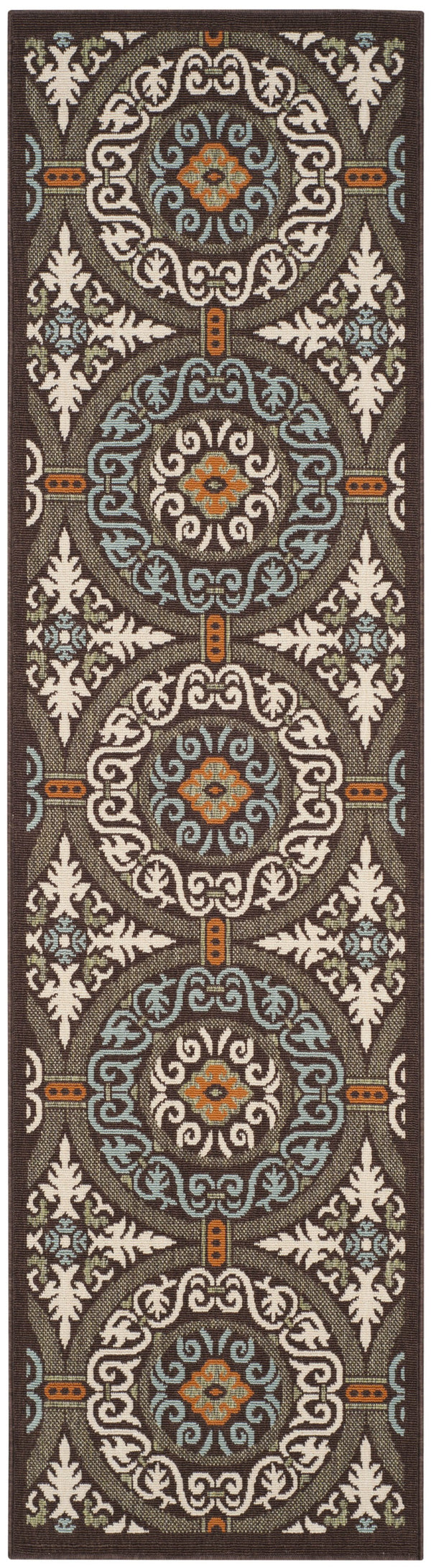 Safavieh Veranda Stylish Chocolate Cream Area Rug - Soft, Durable, Perfect For Home Décor & Comfort Chocolate ,Aqua 87% Polypropylen,9.3% Polyester,3.7% Latex Ver055-0723-214