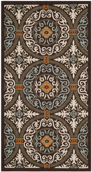 Safavieh Veranda Stylish Chocolate Cream Area Rug - Soft, Durable, Perfect For Home Décor & Comfort Chocolate ,Aqua 87% Polypropylen,9.3% Polyester,3.7% Latex Ver055-0723-214