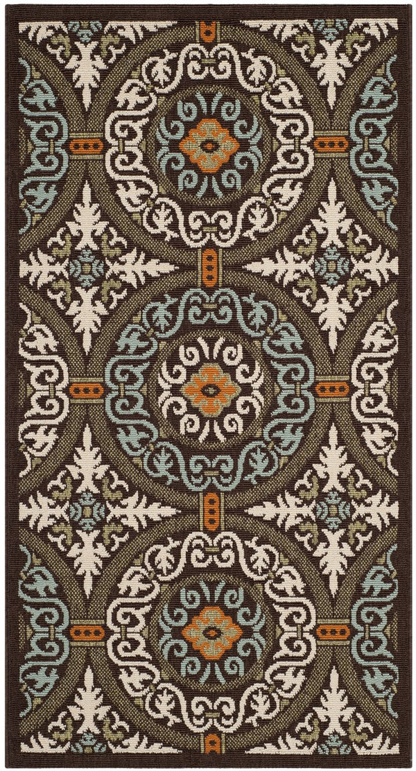 Safavieh Veranda Stylish Chocolate Cream Area Rug - Soft, Durable, Perfect For Home Décor & Comfort Chocolate ,Aqua 87% Polypropylen,9.3% Polyester,3.7% Latex Ver055-0723-214