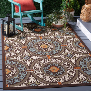 Safavieh Veranda Stylish Chocolate Cream Area Rug - Soft, Durable, Perfect For Home Décor & Comfort Chocolate ,Aqua 87% Polypropylen,9.3% Polyester,3.7% Latex Ver055-0723-214