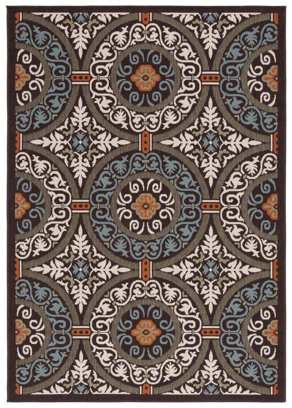 Safavieh Veranda Stylish Chocolate Cream Area Rug - Soft, Durable, Perfect For Home Décor & Comfort Chocolate ,Aqua 87% Polypropylen,9.3% Polyester,3.7% Latex Ver055-0723-214