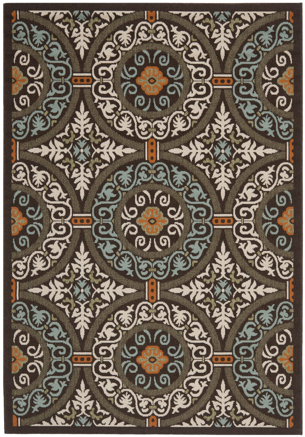 Safavieh Veranda Stylish Chocolate Cream Area Rug - Soft, Durable, Perfect For Home Décor & Comfort Chocolate ,Aqua 87% Polypropylen,9.3% Polyester,3.7% Latex Ver055-0723-214