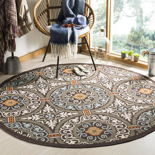 Safavieh Veranda Stylish Chocolate Cream Area Rug - Soft, Durable, Perfect For Home Décor & Comfort Chocolate ,Aqua 87% Polypropylen,9.3% Polyester,3.7% Latex Ver055-0723-214
