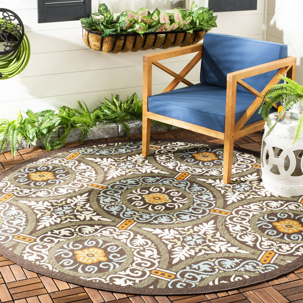 Safavieh Veranda Stylish Chocolate Cream Area Rug - Soft, Durable, Perfect For Home Décor & Comfort Chocolate ,Aqua 87% Polypropylen,9.3% Polyester,3.7% Latex Ver055-0723-214