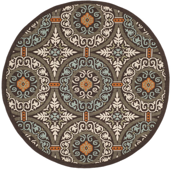 Safavieh Veranda Stylish Chocolate Cream Area Rug - Soft, Durable, Perfect For Home Décor & Comfort Chocolate ,Aqua 87% Polypropylen,9.3% Polyester,3.7% Latex Ver055-0723-214