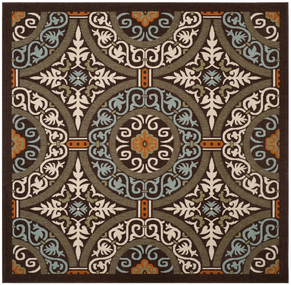 Safavieh Veranda Stylish Chocolate Cream Area Rug - Soft, Durable, Perfect For Home Décor & Comfort Chocolate ,Aqua 87% Polypropylen,9.3% Polyester,3.7% Latex Ver055-0723-214
