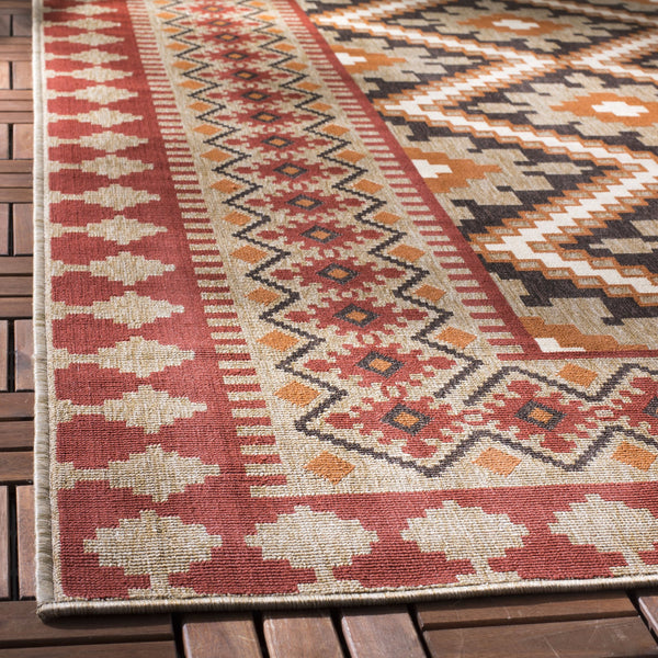 Safavieh Veranda Stylish Red Natural Area Rug – Durable, Elegant Design For Modern Home Décor And Comfort Black ,Creme 87% Polypropylen,9.3% Polyester,3.7% Latex Ver099-0421-10