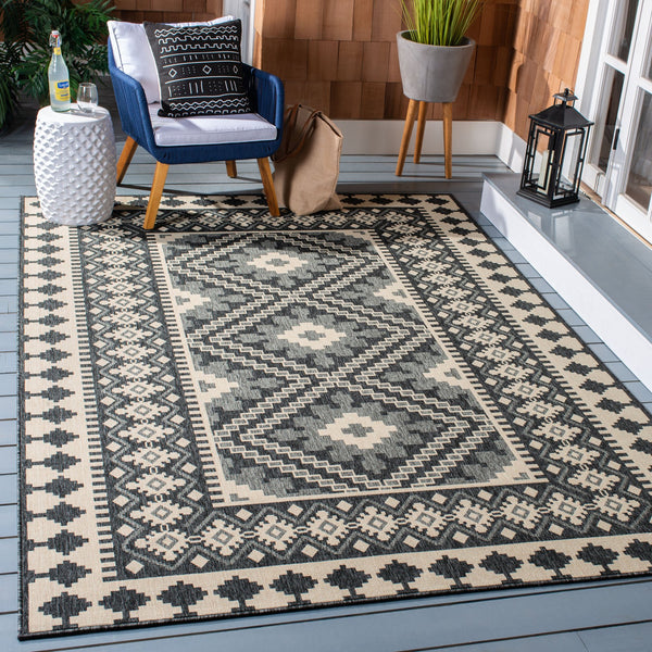 Safavieh Veranda Stylish Red Natural Area Rug – Durable, Elegant Design For Modern Home Décor And Comfort Black ,Creme 87% Polypropylen,9.3% Polyester,3.7% Latex Ver099-0421-10