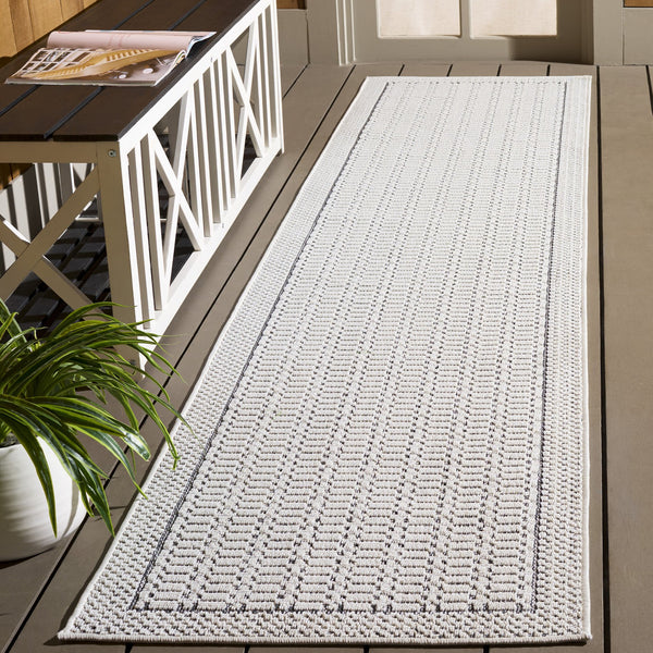 Safavieh Veranda Turkish Power‑Loomed Runner In Ivory & Dark Grey — Low‑Pile, Stain‑Resistant Modern Hallway Rug 2'-2" x 9'-0" VER584G-29