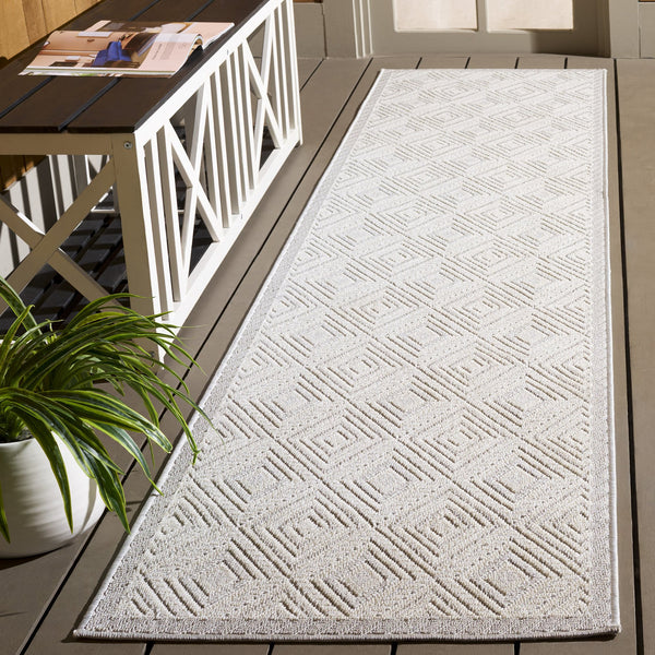 Safavieh Veranda Contemporary Ivory And Grey Area Rug — Low-Profile, Stain-Resistant Power-Loomed Turkish Design 5'-3" x 7'-6" VER586A-5