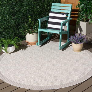 Safavieh Veranda Modern Round Area Rug In Ivory And Grey — Low-Pile, Durable Power‑Loomed Turkish Weave 6'-7" x 6'-7" VER586A-7R