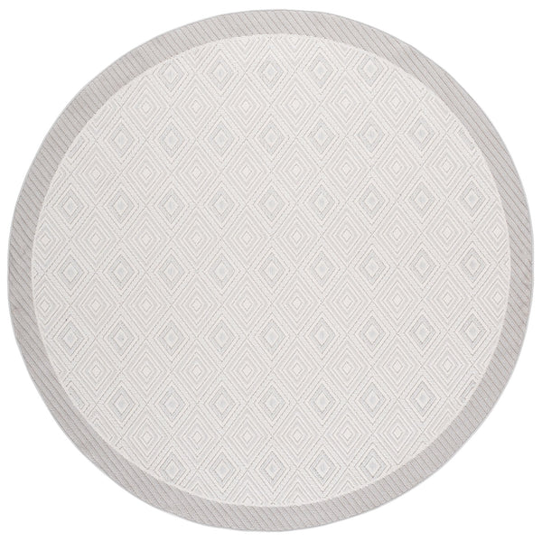 Safavieh Veranda Modern Round Area Rug In Ivory And Grey — Low-Pile, Durable Power‑Loomed Turkish Weave 6'-7" x 6'-7" VER586A-7R