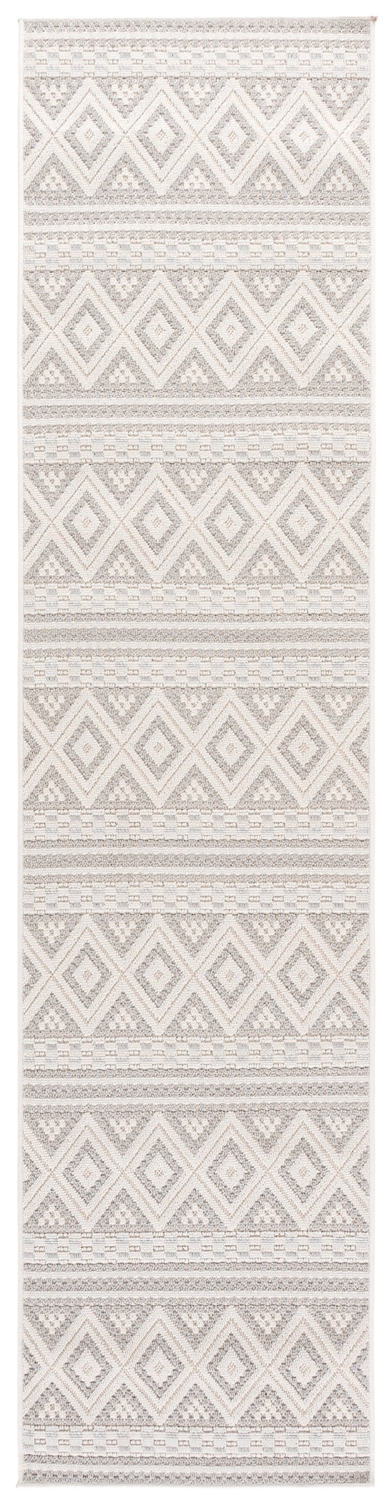 Safavieh Veranda Ivory Grey Geometric Power-Loomed Rug From Turkey — Low-Profile, Stain-Resistant Style For Modern Spaces 5'-3" x 7'-6" VER588A-5