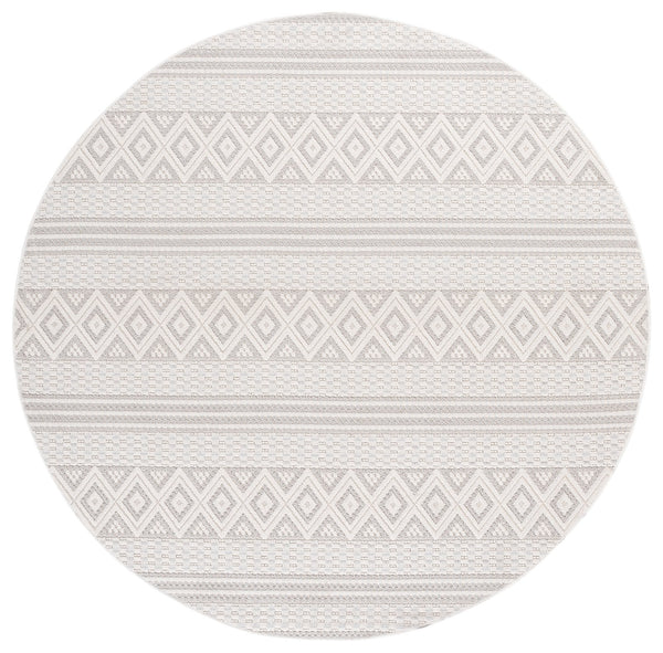 Safavieh Veranda Square Ivory And Grey Area Rug — Low-Profile, Power-Loomed Turkish Construction, Durable Elegance 6'-7" x 6'-7" VER588A-7SQ
