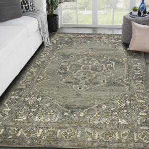 AMER Rugs Vestige Kersey VES-11 Hand-Tufted Handmade New Zealand Wool Transitional Oriental Rug Brown 3'6" x 5'6"