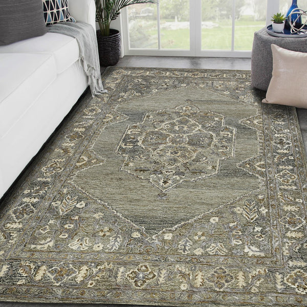 AMER Rugs Vestige Kersey VES-11 Hand-Tufted Handmade New Zealand Wool Transitional Oriental Rug Brown 3'6" x 5'6"