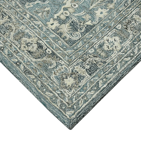 Amer Rugs Vestige Farmhouse Hand-tufted Oriental Area Rug In Luxurious New Zealand Wool For Elegant Spaces Steel Blue Wool, Viscose Ves20203