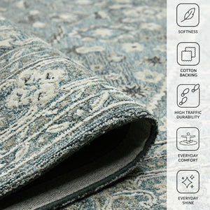 Amer Rugs Vestige Farmhouse Hand-tufted Oriental Area Rug In Luxurious New Zealand Wool For Elegant Spaces Steel Blue Wool, Viscose Ves20203