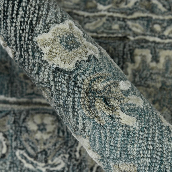 Amer Rugs Vestige Farmhouse Hand-tufted Oriental Area Rug In Luxurious New Zealand Wool For Elegant Spaces Steel Blue Wool, Viscose Ves20203