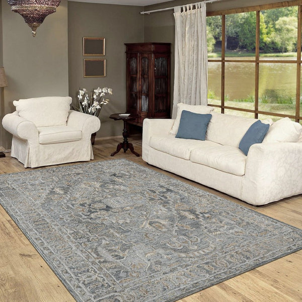 Amer Rugs Vestige Farmhouse Hand-tufted Oriental Area Rug In Luxurious New Zealand Wool For Elegant Spaces Denim Wool, Viscose Ves320576