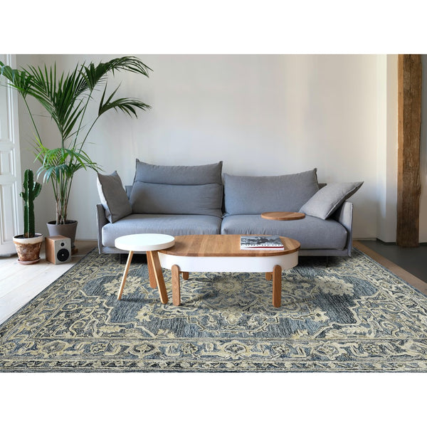 AMER Rugs Vestige Nucia VES-6 Hand-Tufted Handmade New Zealand Wool Transitional Oriental Rug Blue/Taupe 3'6" x 5'6"