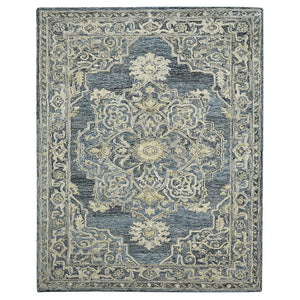 Amer Rugs Vestige Farmhouse Hand-tufted Oriental Area Rug In Luxurious New Zealand Wool For Elegant Spaces Denim,Gray Wool, Viscose Ves60203