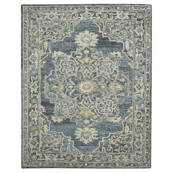 Amer Rugs Vestige Farmhouse Hand-tufted Oriental Area Rug In Luxurious New Zealand Wool For Elegant Spaces Denim,Gray Wool, Viscose Ves60203