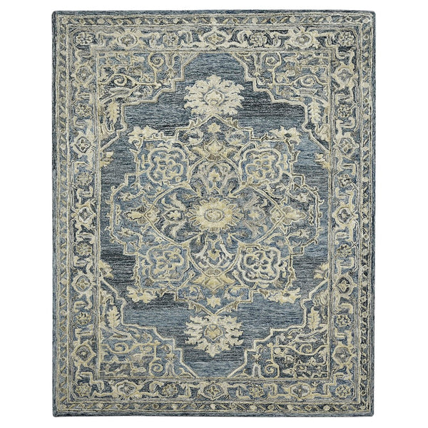 AMER Rugs Vestige Nucia VES-6 Hand-Tufted Handmade New Zealand Wool Transitional Oriental Rug Blue/Taupe 3'6" x 5'6"