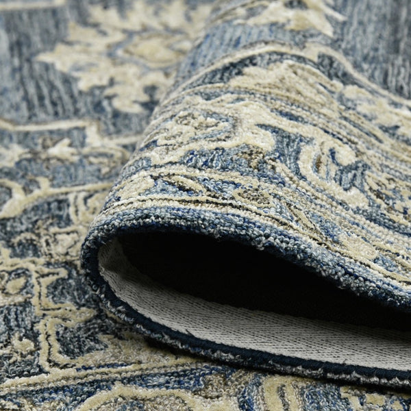 Amer Rugs Vestige Farmhouse Hand-tufted Oriental Area Rug In Luxurious New Zealand Wool For Elegant Spaces Denim,Gray Wool, Viscose Ves60203