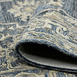 AMER Rugs Vestige Nucia VES-6 Hand-Tufted Handmade New Zealand Wool Transitional Oriental Rug Blue/Taupe 3'6" x 5'6"
