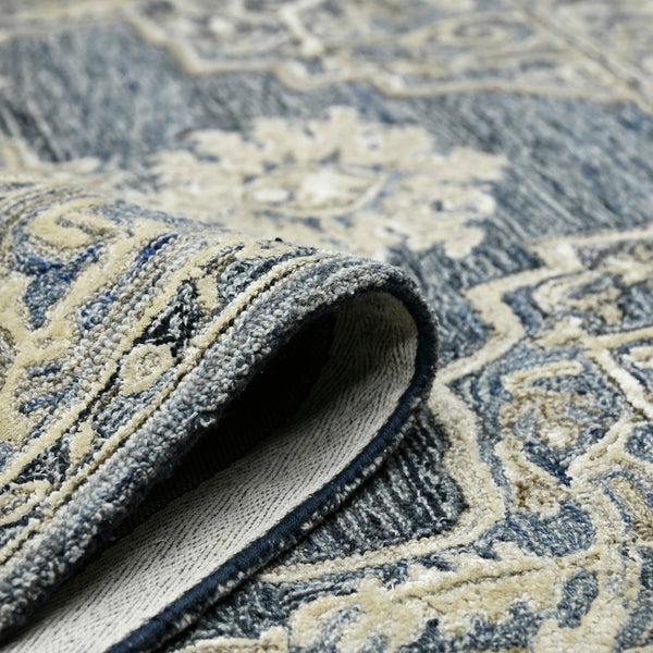 AMER Rugs Vestige Nucia VES-6 Hand-Tufted Handmade New Zealand Wool Transitional Oriental Rug Blue/Taupe 3'6" x 5'6"