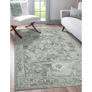 Amer Rugs Vestige Farmhouse Hand-tufted Oriental Area Rug In Luxurious New Zealand Wool For Elegant Spaces Gray Wool, Viscose Ves70203