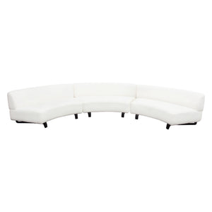Diamond Sofa Vesper 3pc Curved Modular Armless Sofa In Chic White Faux Shearling With Sleek Black Wood Legs White Fabric Vesper3pcaswh