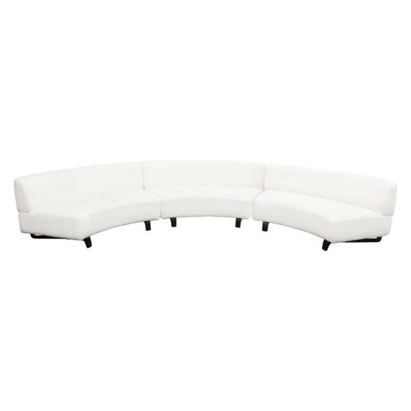 Diamond Sofa Vesper 3pc Curved Modular Armless Sofa In Chic White Faux Shearling With Sleek Black Wood Legs White Fabric Vesper3pcaswh