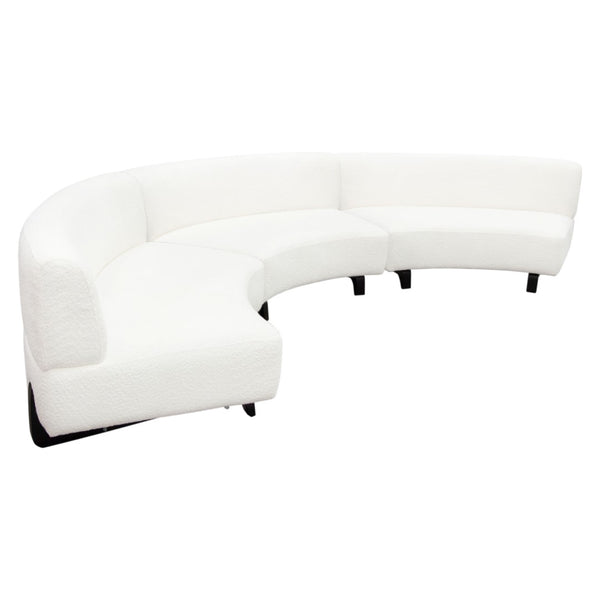 Diamond Sofa Vesper 3pc Curved Modular Armless Sofa In Chic White Faux Shearling With Sleek Black Wood Legs White Fabric Vesper3pcaswh