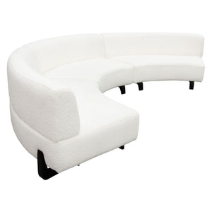 Diamond Sofa Vesper 3pc Curved Modular Armless Sofa In Chic White Faux Shearling With Sleek Black Wood Legs White Fabric Vesper3pcaswh