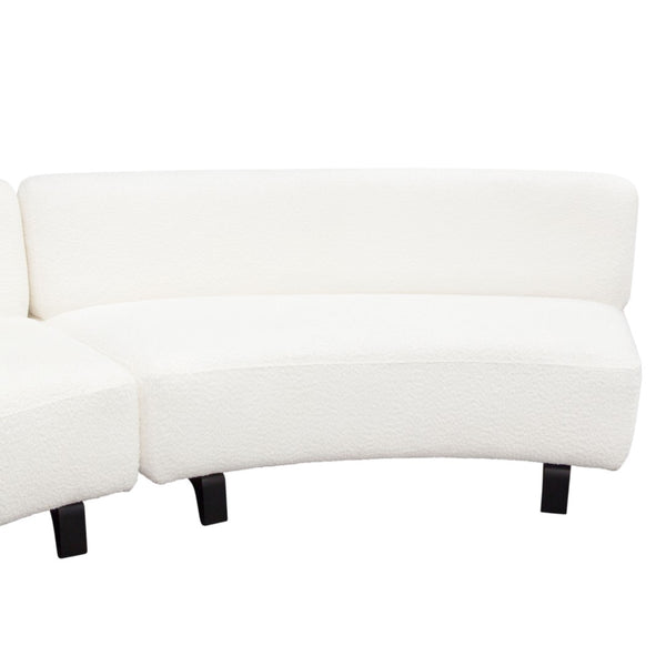 Diamond Sofa Vesper 3pc Curved Modular Armless Sofa In Chic White Faux Shearling With Sleek Black Wood Legs White Fabric Vesper3pcaswh