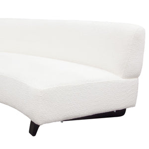 Diamond Sofa Vesper 3pc Curved Modular Armless Sofa In Chic White Faux Shearling With Sleek Black Wood Legs White Fabric Vesper3pcaswh
