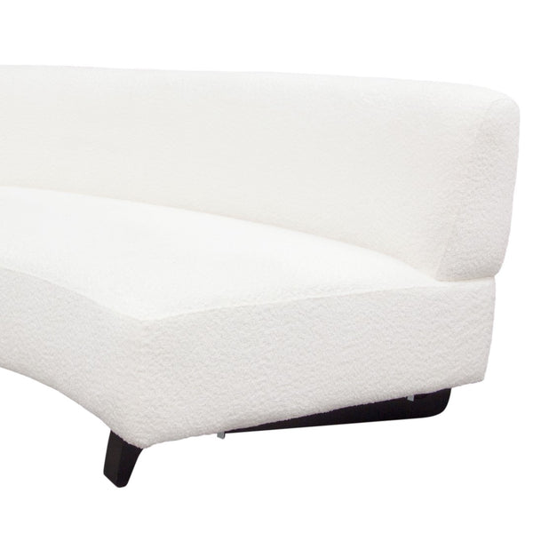 Diamond Sofa Vesper 3pc Curved Modular Armless Sofa In Chic White Faux Shearling With Sleek Black Wood Legs White Fabric Vesper3pcaswh