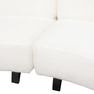 Diamond Sofa Vesper 3pc Curved Modular Armless Sofa In Chic White Faux Shearling With Sleek Black Wood Legs White Fabric Vesper3pcaswh