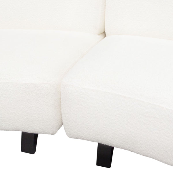 Diamond Sofa Vesper 3pc Curved Modular Armless Sofa In Chic White Faux Shearling With Sleek Black Wood Legs White Fabric Vesper3pcaswh