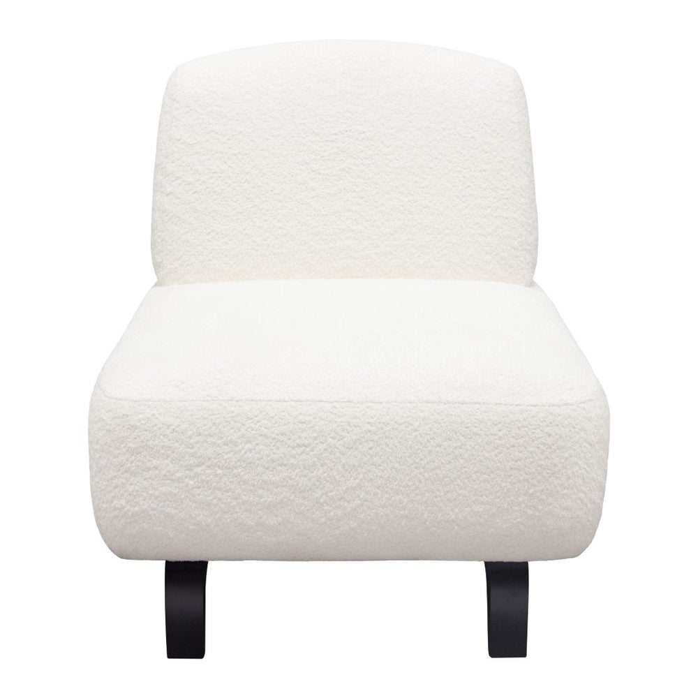 Diamond Sofa Vesper Armless Chair In Luxurious Faux White Shearling With Chic Black Wood Legs For Modern Spaces White Fabric Vesperacwh