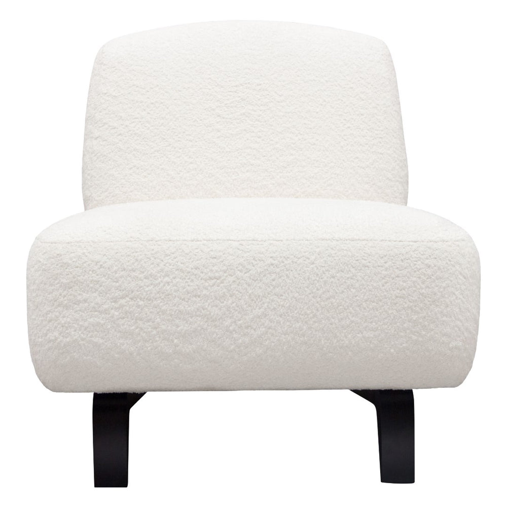 Diamond Sofa Vesper Armless Chair In Luxurious Faux White Shearling With Chic Black Wood Legs For Modern Spaces White Fabric Vesperacwh